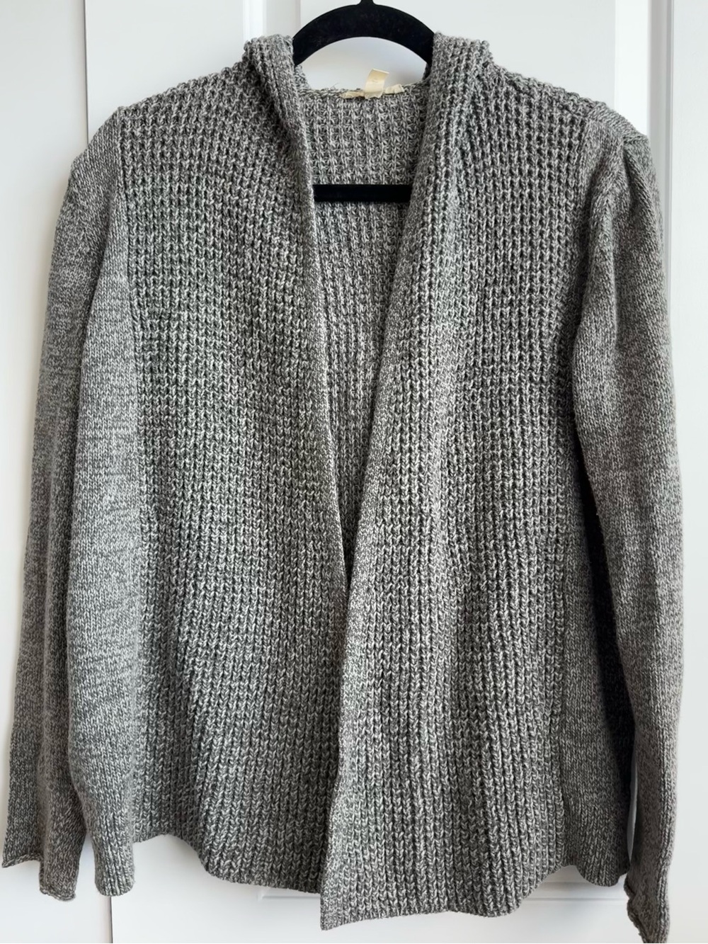 Eileen Fisher 100% Organic Cotton Hooded Open Front Cardigan Sweater Gray L